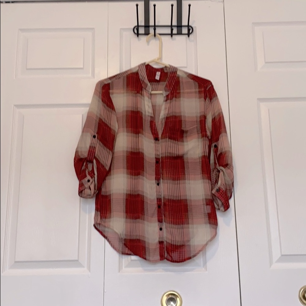 Sheer Plaid Blouse